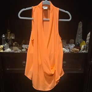 Rubber Ducky Productions, Inc. Vibrant Orange Drape Blouse